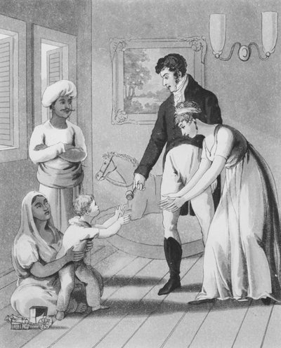 Une dame européenne et sa famille, assistée par une Ayah, ou nourrice, planche 17 de 